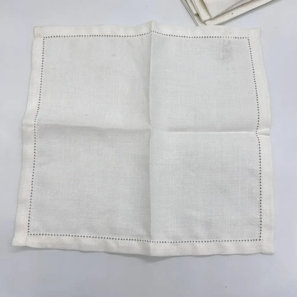 Vintage Irish Linen Cocktail Napkins Nordstrom White Square Set of 6 NWT NOS